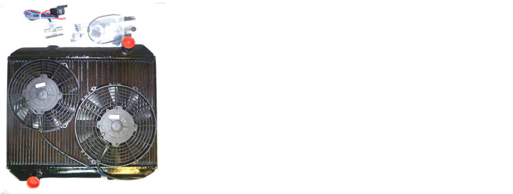 MGC ELECTRIC FAN KIT	                           298.00 ex VAT Twin Revotec fans mounted to rear of the radiator, modified by us to fit the standard radiator. Kit includes the thermostatic switch, to fit unobtrusively in the bottom hose, plus all parts to install.  P/N: MGCFAN